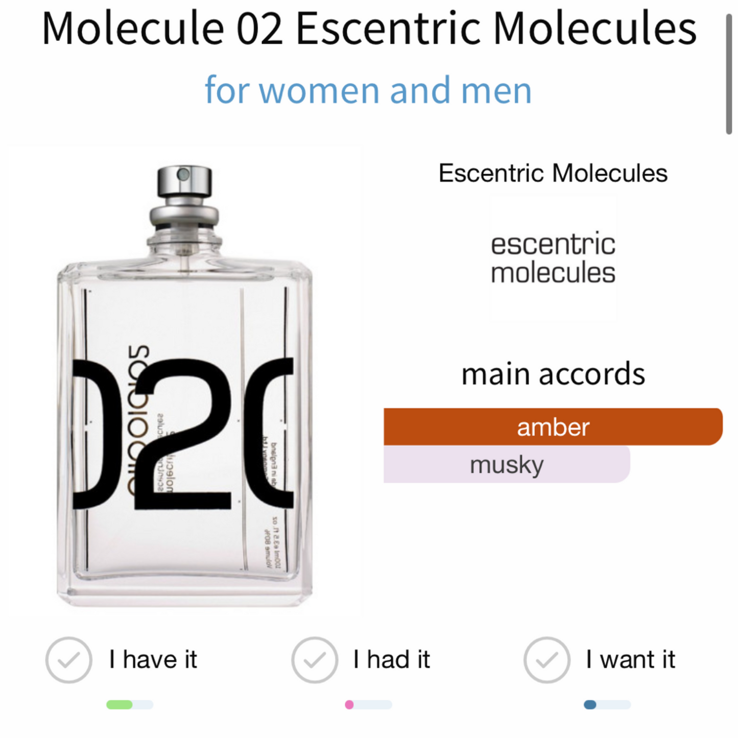 Molecules 02 by Escentric Molecules Eau de parfum