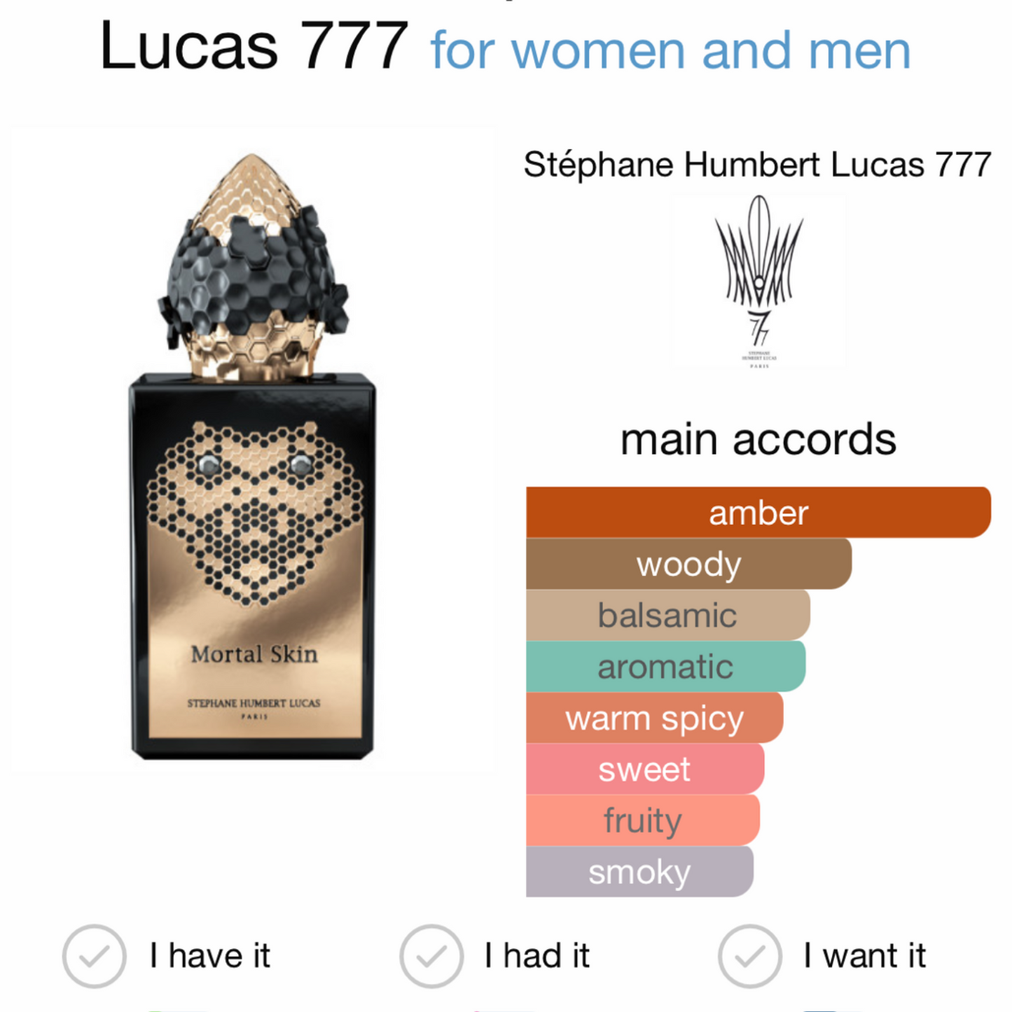 Mortal Skin by Stephane Humbert Lucas 777 Eau de Parfum