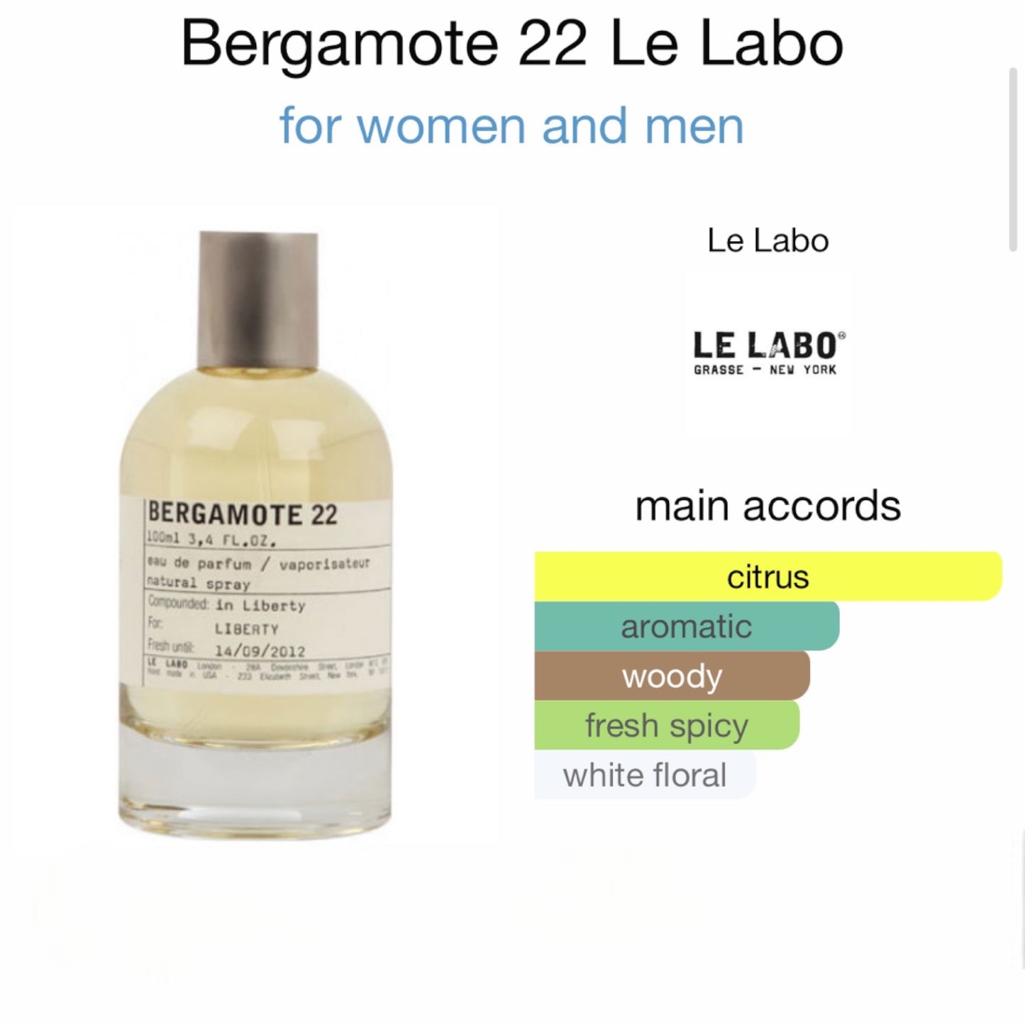 Bergamote 22 by Le Labo Eau de Parfum