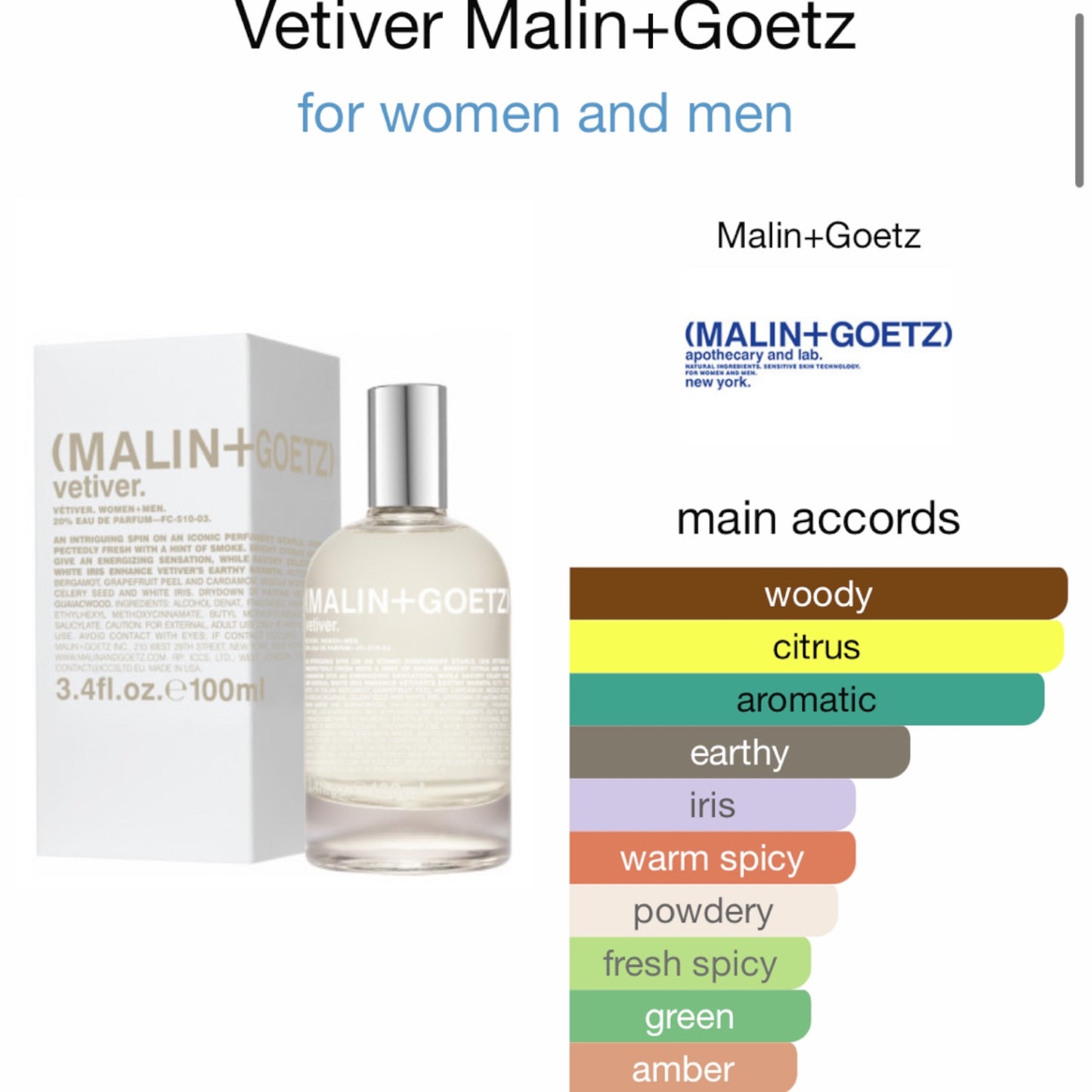 Vetiver by Malin+Goetz Eau de Parfum