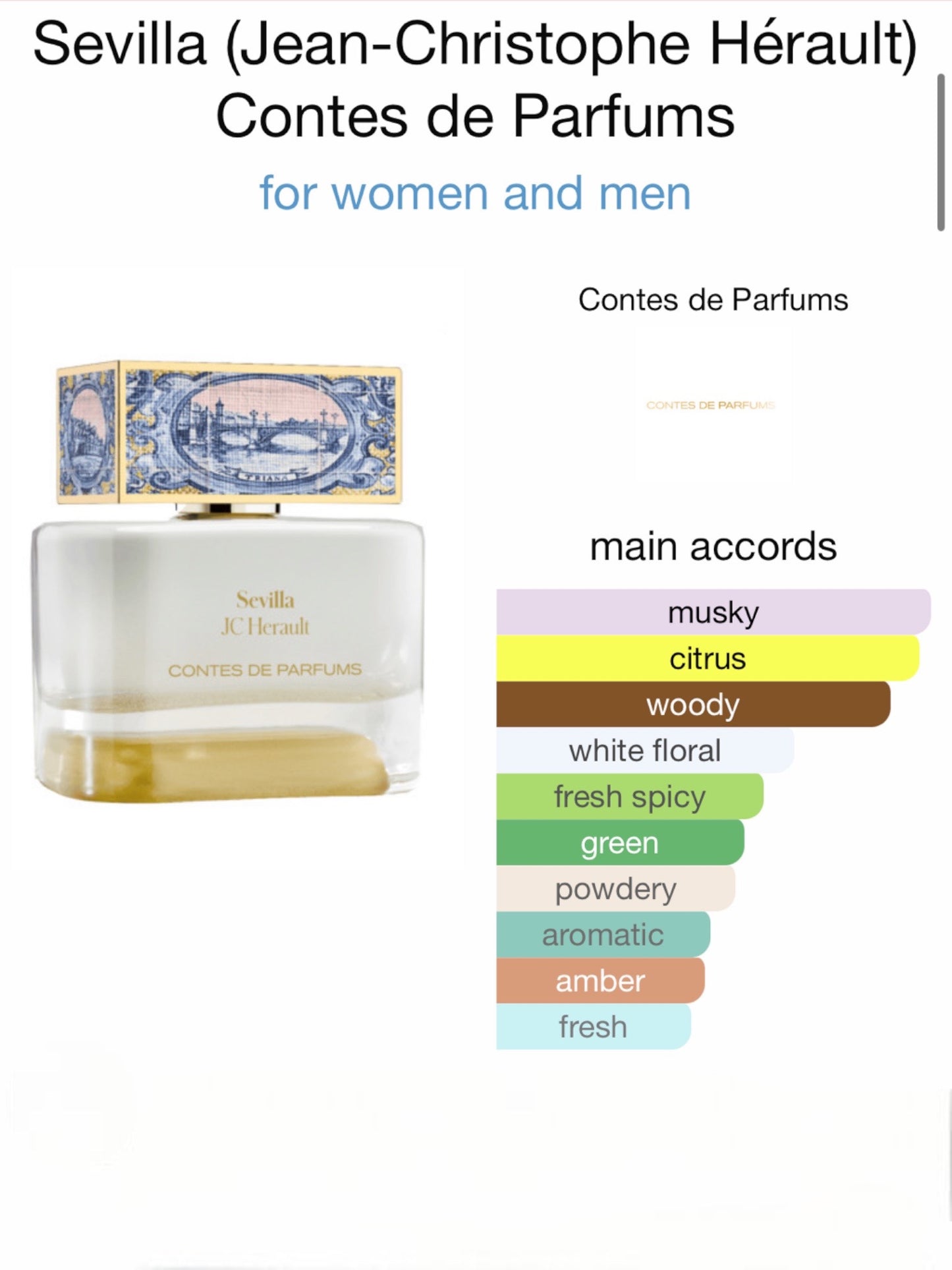 Sevilla (Jean-Christophe Hérault) by Contes de Parfums Eau de Parfum