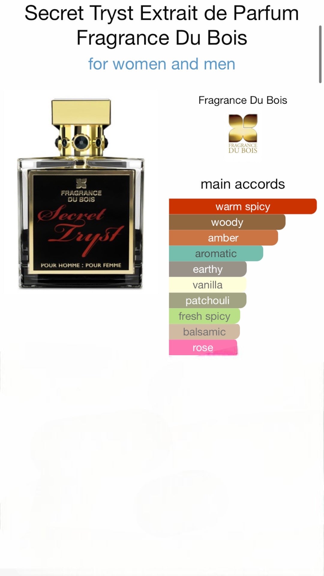 Secret Tryst by Fragrance Du Bois Extrait de Parfum