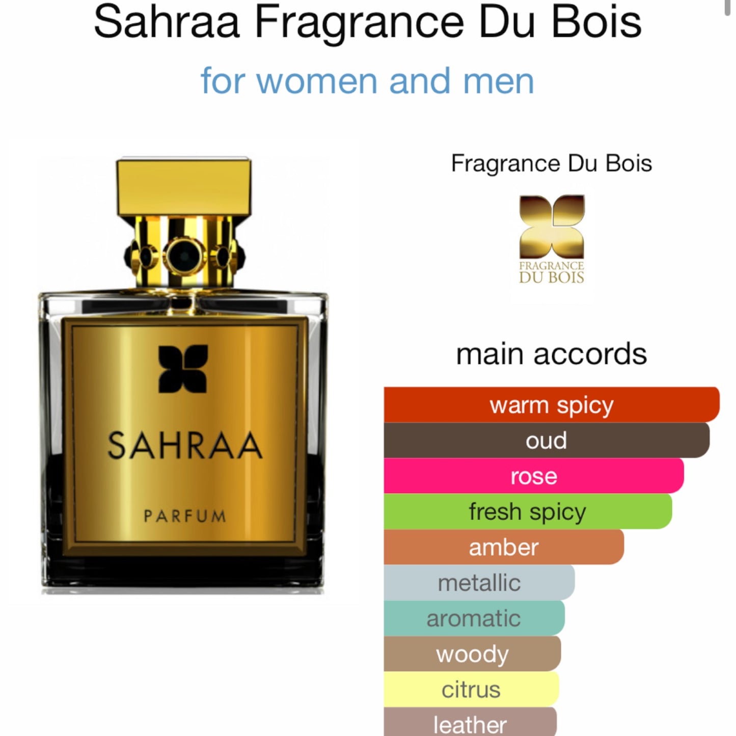 Sahraa by Fragrance Du Bois extrait de Parfum