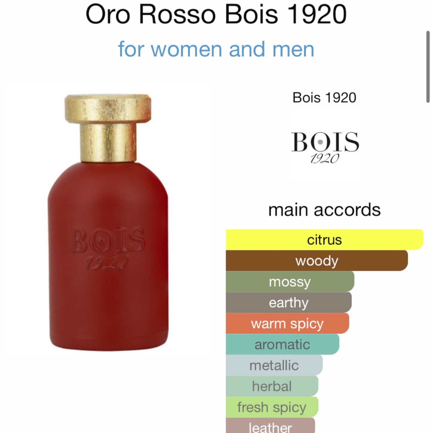 Oro Rosso by Bois 1920 Eau de Parfum