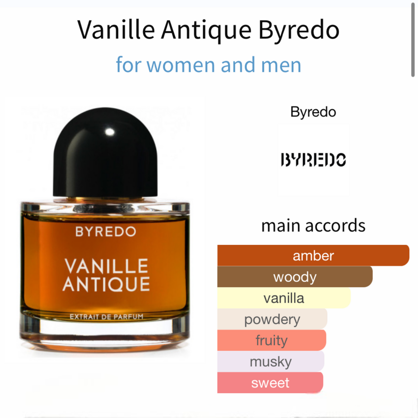 Vanille Antique by Byredo Extrait de Parfum