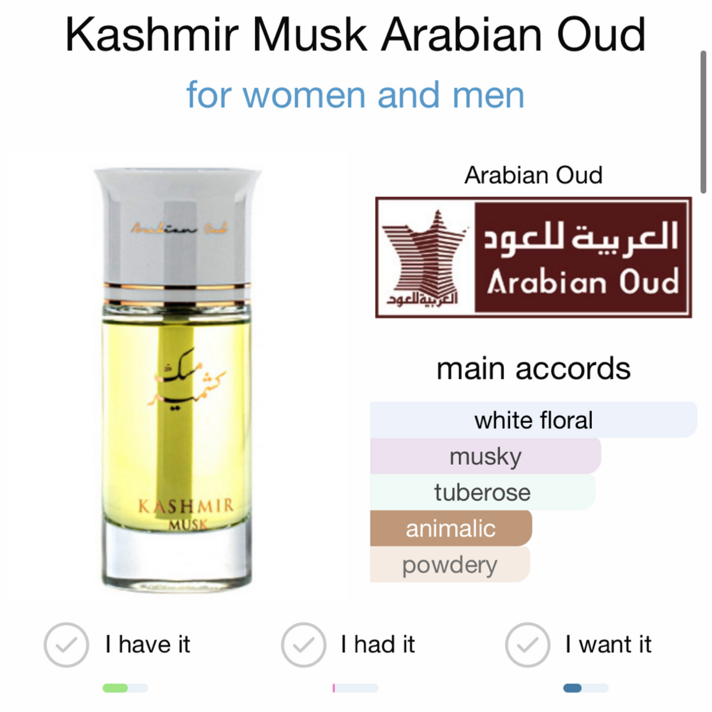 Kashmir Musk Arabian Oud Eau de Parfum