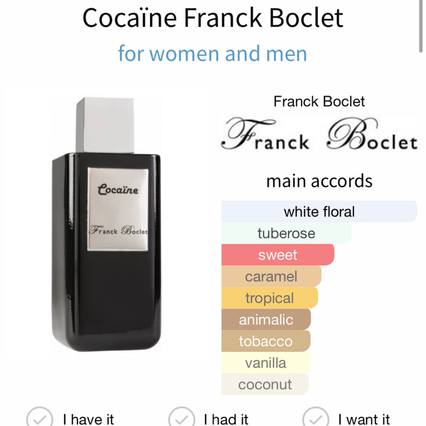Cocaïne by Franck Boclet Extrait de parfum