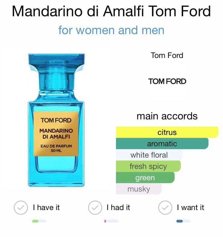 Effervescent. Textured. Luminous.  Private Blend Mandarino Di Amalfi captures the calm idyll of the whitewashed villas dotting the cliffsides of Amalfi.  Citrus fruits waft their aroma with a tonic-like effect, and evening comes on with a warm breeze of night-blooming flowers; the air is scented with mint, thyme and wildflowers.  A fragrance for men and women.  Top notes: Bergamot, Marine accord  Heart: Mint, Thyme, Wildflower  Base notes: Woody notes