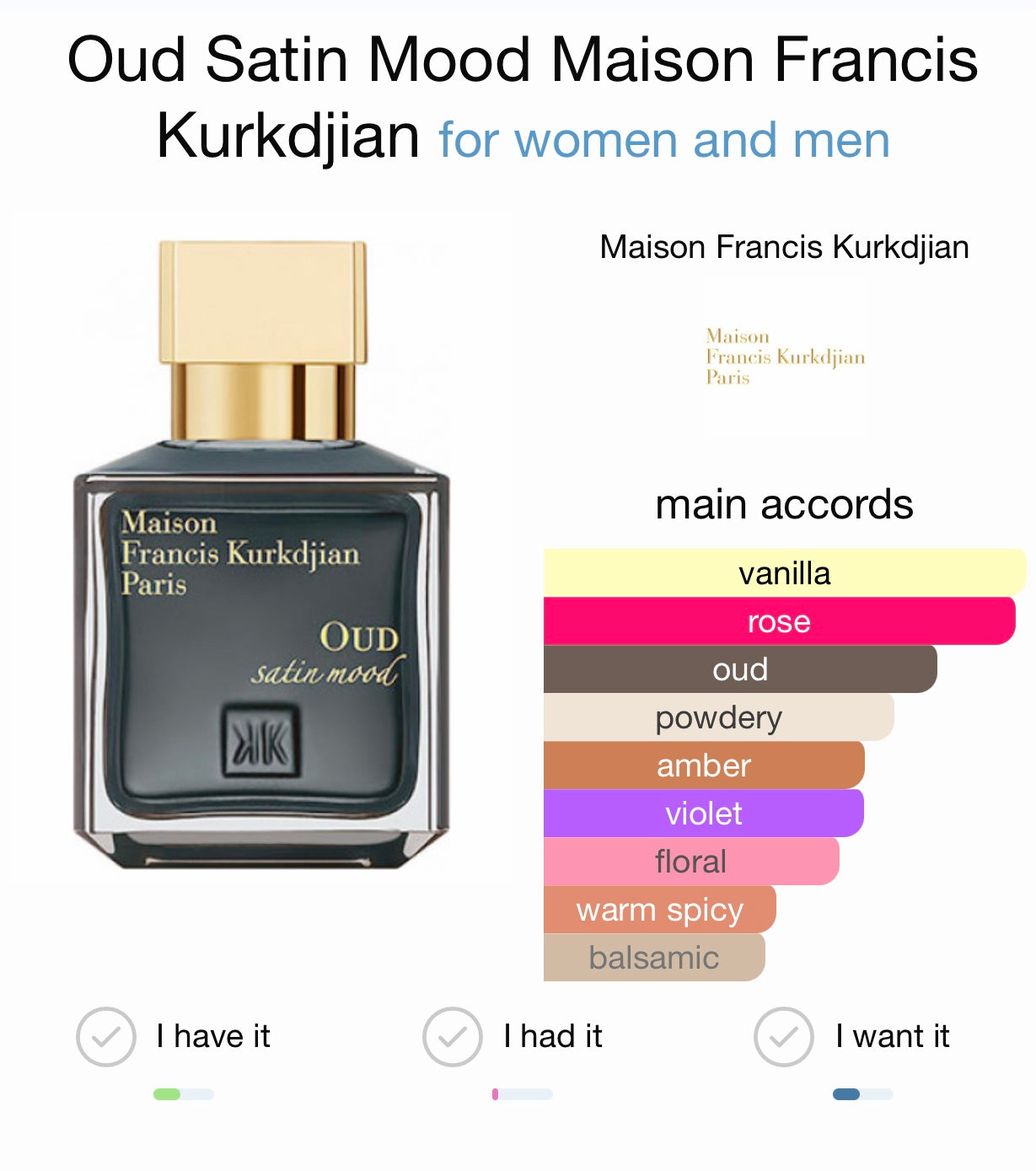 Maison Francis Kurkdjian Oud Satin Mood Eau de Parfum